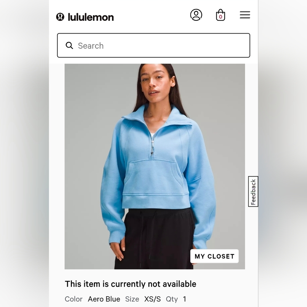 lululemon athletica Women's Scuba Oversized Funnel-neck Half Zip Aero Blue XS/S